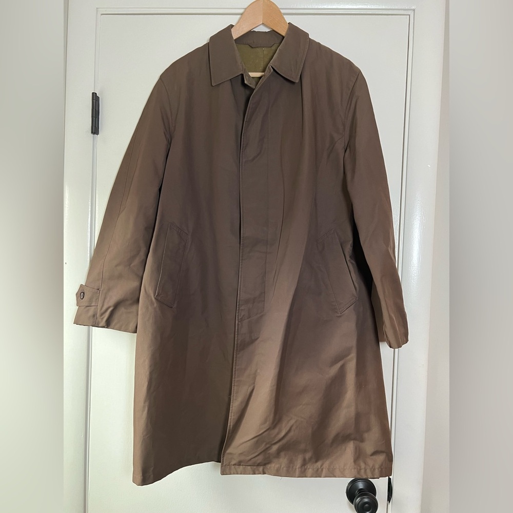 Vintage Aqua Nil Men’s Rain Trench Coat Impermeable Tan Brown Size 46 Large